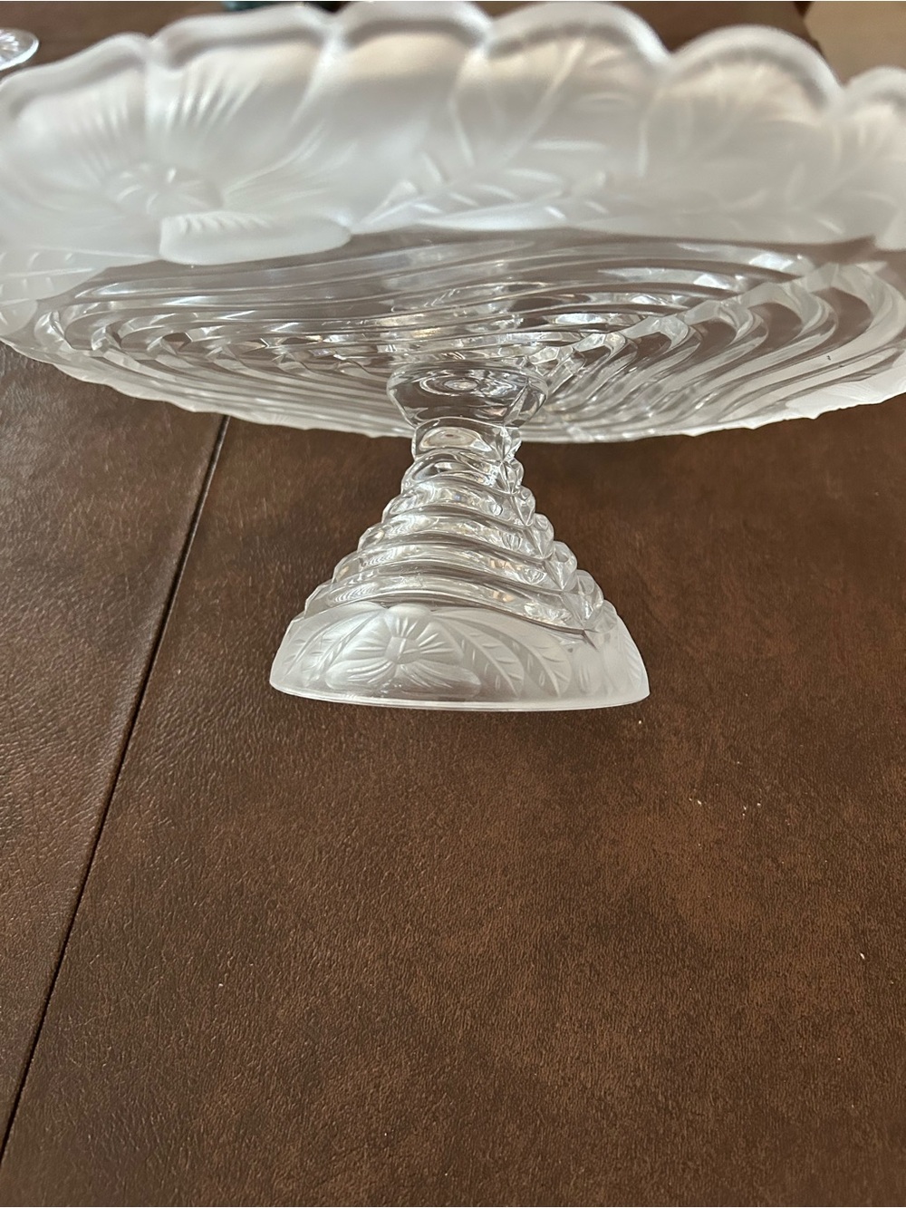 Clear Frosted Glass Pedestal Cake Stand - White/Clear